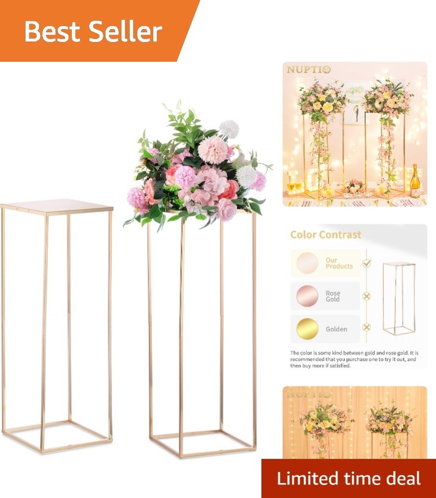 Stunning 31.5 Inch Gold Vases for Centerpieces – Ideal for Weddings & Events