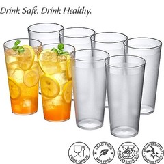 – Cafely – 24-Ounce Plastic Tumblers (Set of 8), Plastic All-Clear, 24 oz