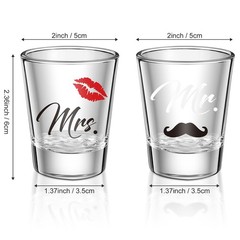 2 Pcs Mr and Mrs Bride Groom Wine Glasses Gifts 2 Count (Pack of 1), Gold