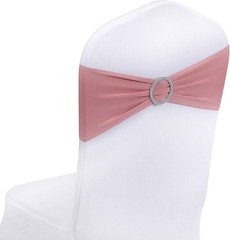 Versatile 25pcs Dusty Pink Spandex Chair Sashes for Weddings & Celebrations