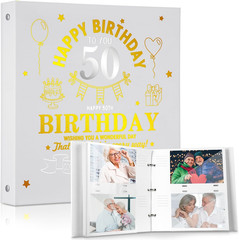 50Th Birthday Guest Set Memory DIY Photo Album with Writing Message 4X6 Inch Ph