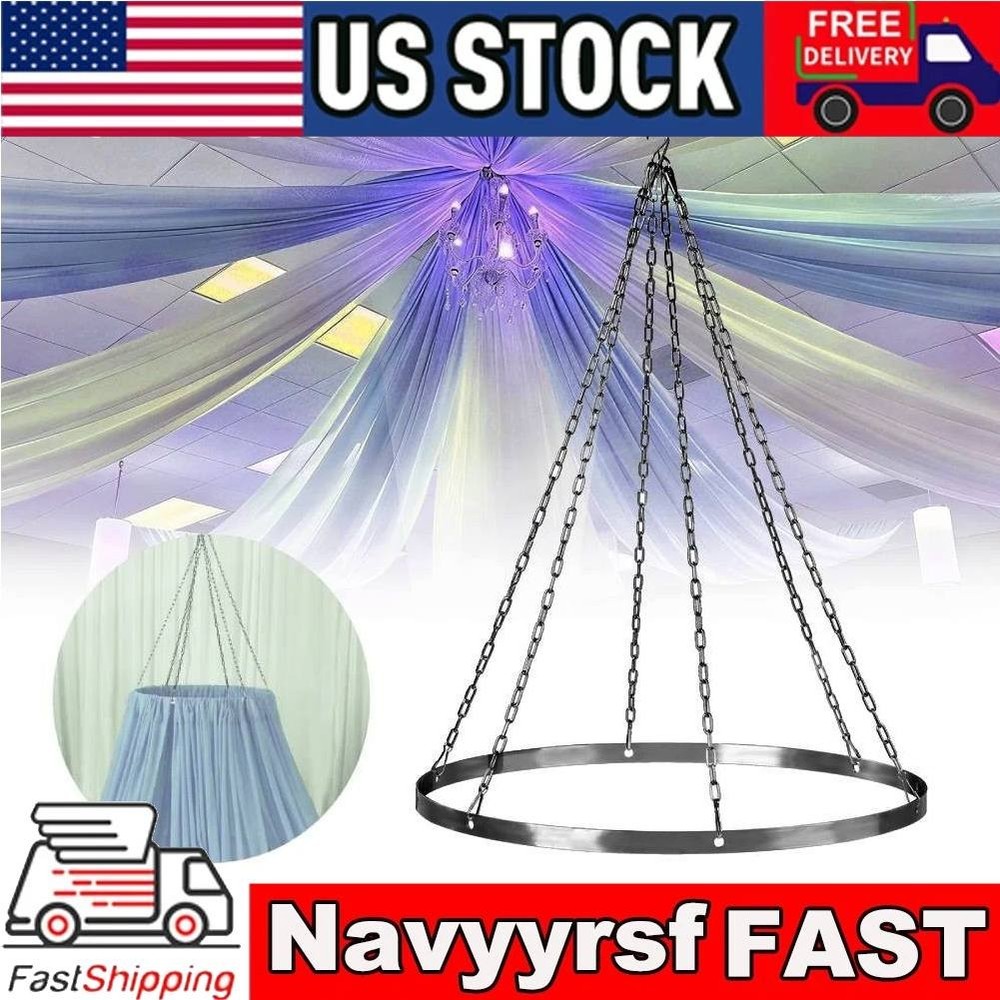 Ceiling Drape Hanging Kit 24 Inch Silver Ceiling Hanging Ring Metallic Hoop Ring