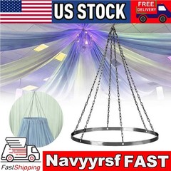 Ceiling Drape Hanging Kit 24 Inch Silver Ceiling Hanging Ring Metallic Hoop Ring