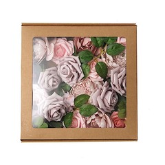 Pink Coral Foam Roses Peonies Assorted Silk Florals Artificial Flowers Box Party