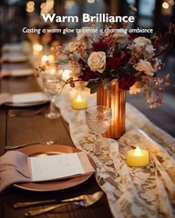 12pcs Flameless LED Tea Lights with Remote 10Key, Warm White Glow, Ivory Base