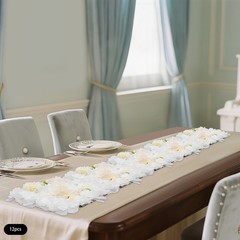12PCS White Silk Artificial Flower Wall Panels Backdrop With 100 Cable Ties