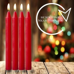 4 pcs Red Set Taper Candle Candlesticks 7 ¾ (7.75 inch) Tall x 3/4 4pc,