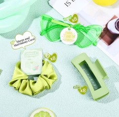 24 Pcs Matrimony Bachelorette Party Bridesmaid Hair Pieces Glasses Green