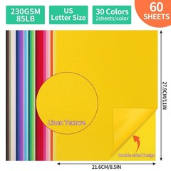 60 Sheets Textured Colored Cardstock – 8.5 x 11 inch, 30 Colors