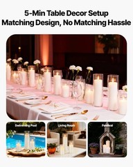 VEVOR 24 Pcs Pillar Candles with Glass Cylinder Vases Set 2.6″x4.7″/5.9″/7.9″