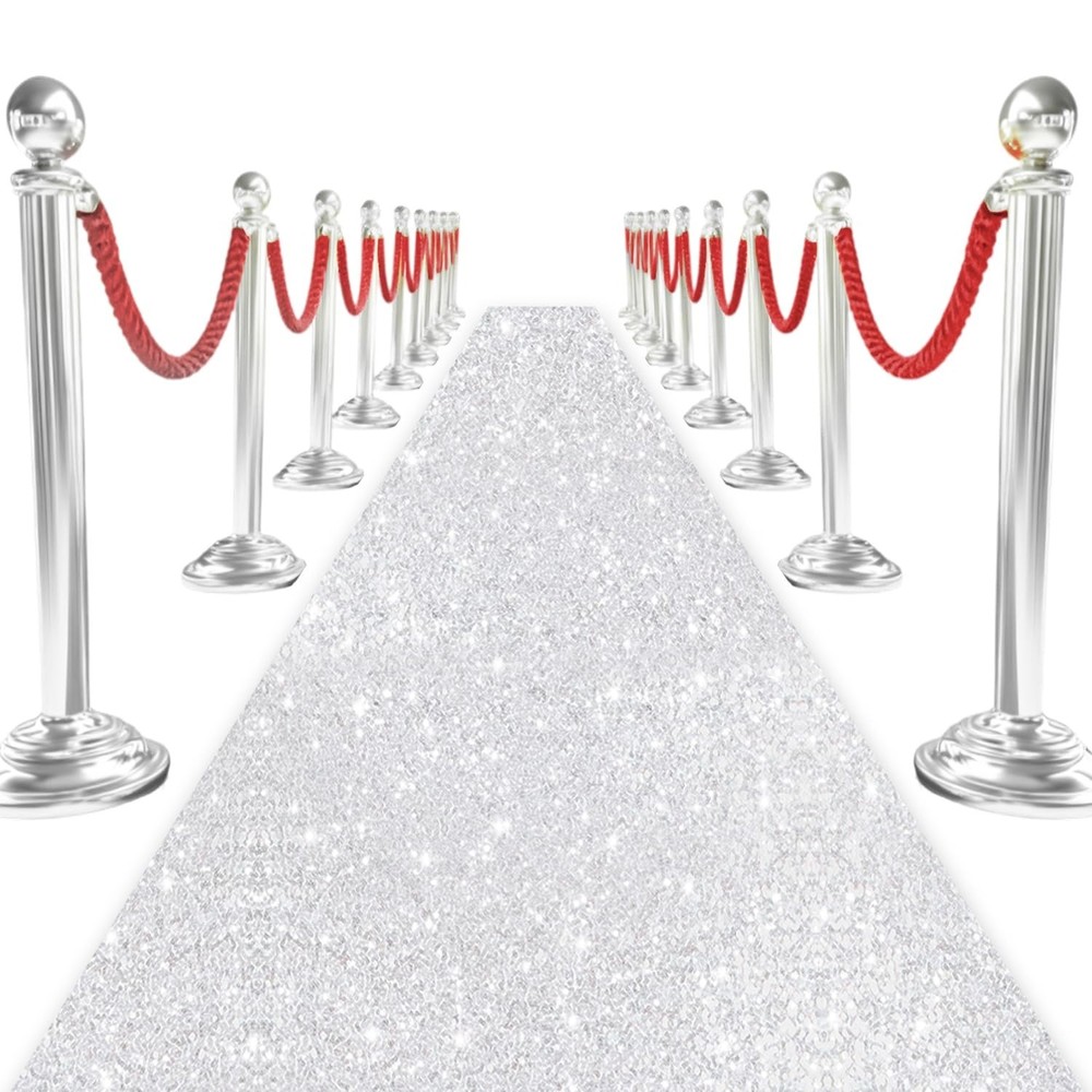 Sparkle Aisle Runners Silver Paillette Aisle Runner 4FTx15FT Sequins Fabric A…