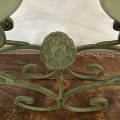 Vintage Green Painted Cast Iron Metal 6 Pillar Candle Candleholder Centerpiece