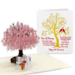 45th Wedding Anniversary Pop-Up Card – 3D Cherry Blossom Tree with Couple