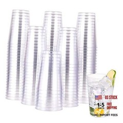 12 oz Clear Plastic Cups, 100 Pack Heavy-duty Party Glasses, Clear-12oz-100