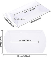 30 Pack 4.3X3.3X1.2 Clear Plastic Pillow Favor Box PVC Candy Treat Gift Box for