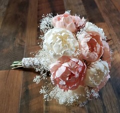Light Pink White Bridal Bouquet Blush Peony Bridesmaid Sola Wood Wedding Flowers