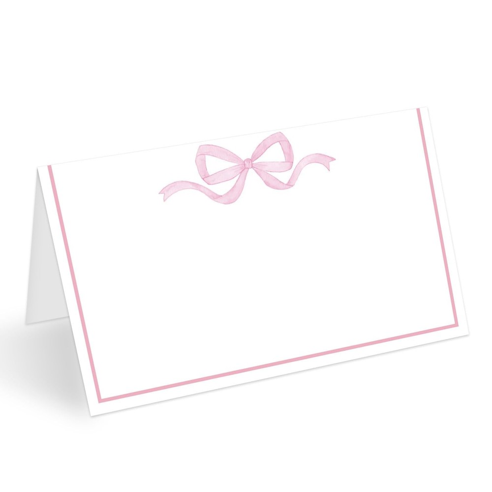 25 PCS Pink Ribbon Bow Place Cards Table Setting Blank Name Banquet Wedding