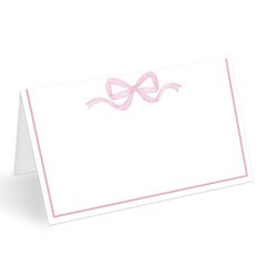 25 PCS Pink Ribbon Bow Place Cards Table Setting Blank Name Banquet Wedding