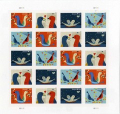 2026 LOVE BIRDS First Class Letter Postage Stamps 78¢- sheet of 100pc total