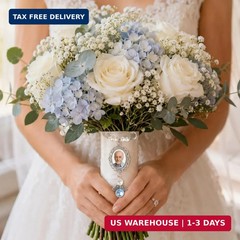 Wedding Bouquet Photo Charms, Something Blue Gift For Bride, Memorial Pin For We
