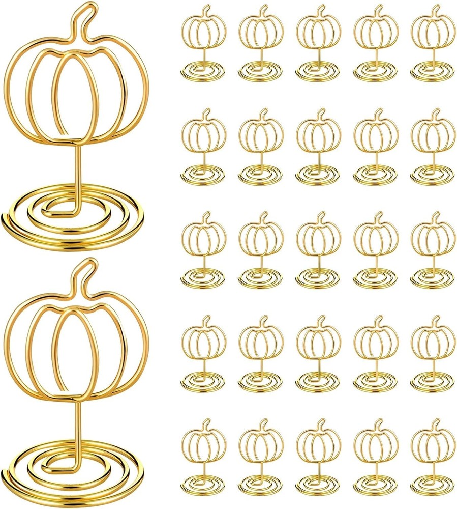 Rtteri 30 Pcs Gold Pumpkin Picture Holders 2 Inch Thanksgiving Fall Photo Card T