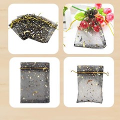 100 Pack 3.5 x 4.7 Inch Moon Star Organza Jewelry Gift Pouch Candies Bag