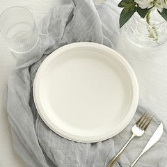 50 Round 9″ WHITE Bagasse Sustainable SALAD PLATES Party Events Home Decorations