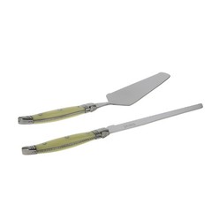 French Home 2 Piece Laguiole Faux Ivory Conoisseur Cake Slicer and Server Set