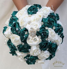 Wedding Rose Bouquet – Silk Flowers & Rhinestones