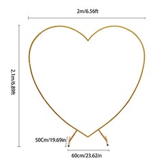 Large Heart Archway Wedding Backdrop Stand Gold Arch Frame Flower Balloon Decor