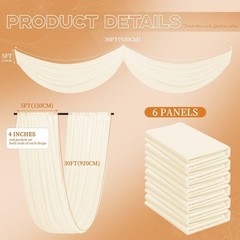 Ivory Ceiling Drapes for Wedding – 5ftx30ft Drapes for Wedding Arch – Sheer C…