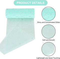 Mint Green Glitter Tulle Rolls 6 Inch by 10 Yards Sequin Tulle Fabric Ribbon for
