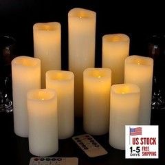 Flameless Candles Battery Operated Candles Real Wax Ivory 4″ 5″ 6″ 7″ 8″ 9″