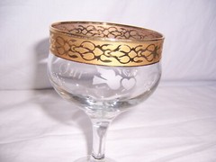 2 Our Wedding Etched Water Goblets/Wine Glasses Encrusted Gold Rim Bride & Groom