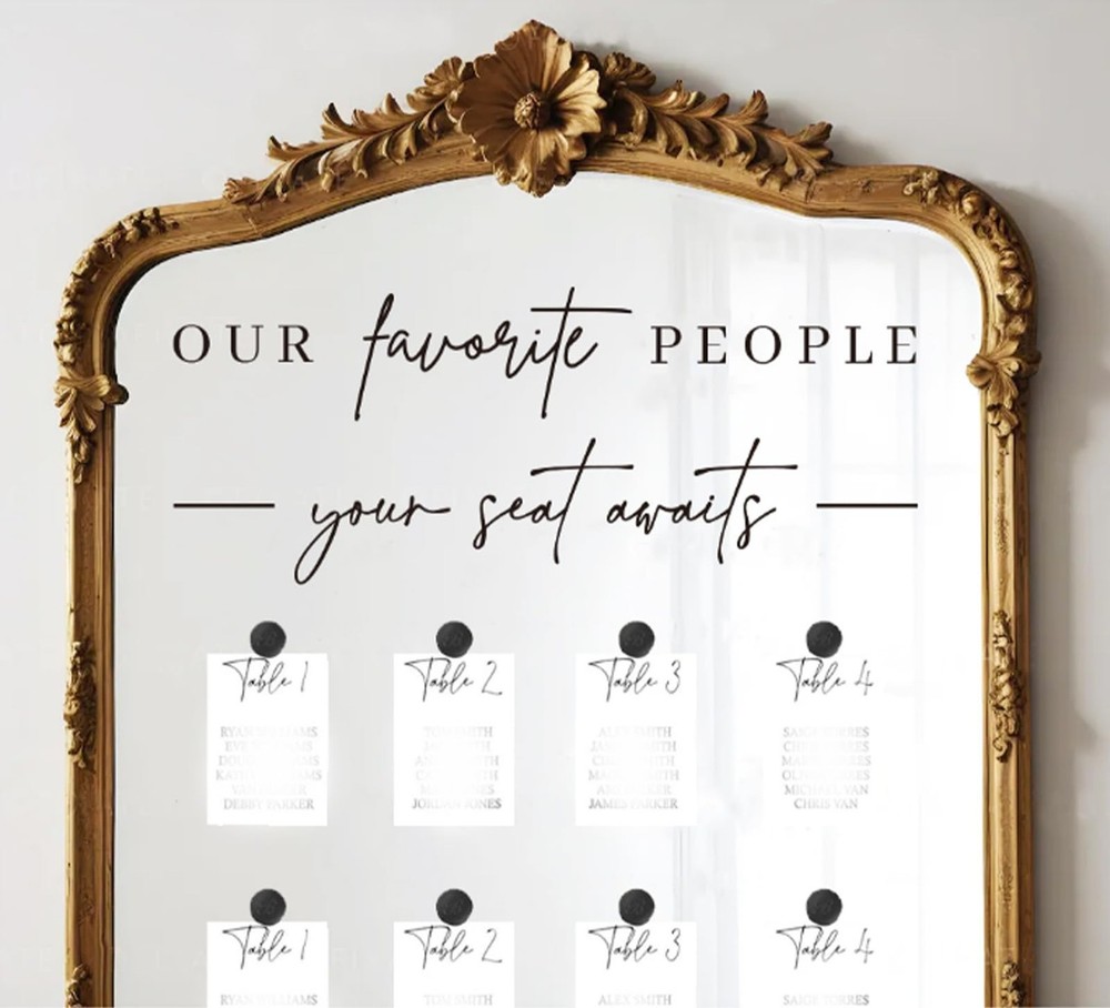 Wedding Seating Chart Decal Our Favorite People Mirror Stickers Removable Let…