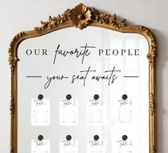 Wedding Seating Chart Decal Our Favorite People Mirror Stickers Removable Let…