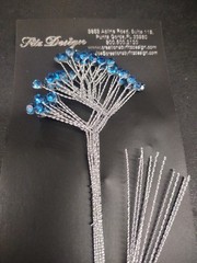 1 Doz. Diamond Rhinestone Spray, Sapphire Blue Wired Rhinestones Corsage Bouquet