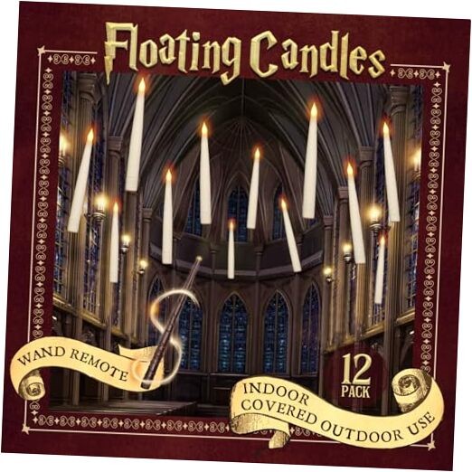 Halloween Decorations – Floating Candles with Pillar Candles with Wand Remote