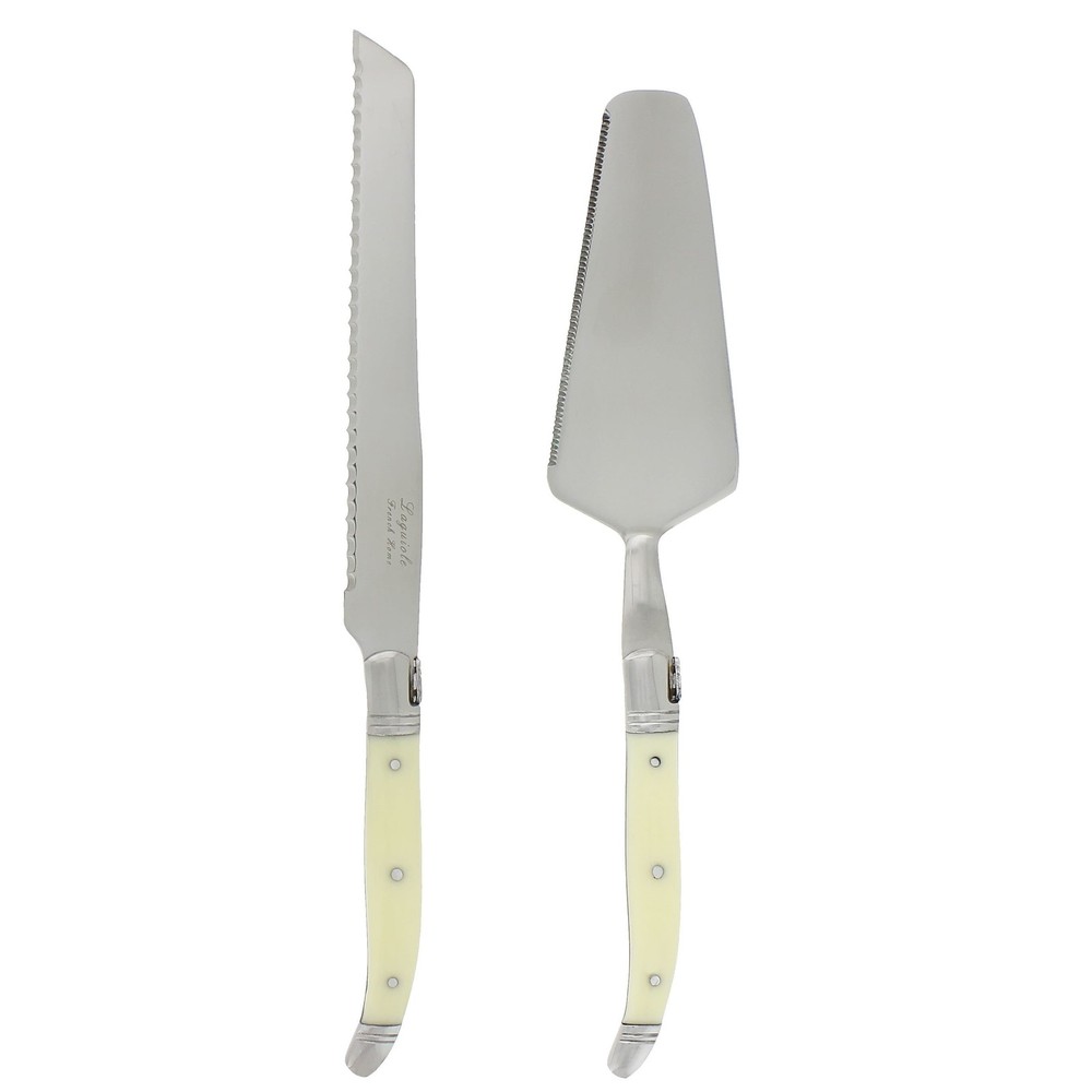 French Home 2 Piece Laguiole Faux Ivory Conoisseur Cake Slicer and Server Set