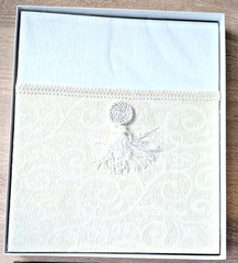 Vtg New Hallmark Wedding Anniversary Keepsake Album White Tassel Paisley Brocade