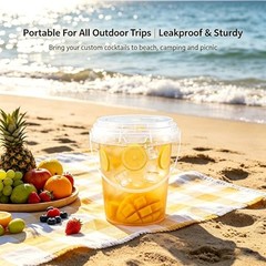 30 Sets 34 oz Drink Buckets with Lids and Straws, Disposable 30 PCS Clear