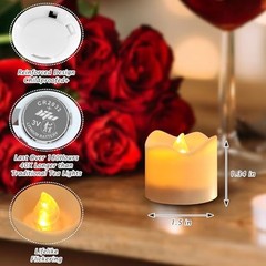 12PCS Warm Yellow Flameless LED Candles with White Base,Yellow Light