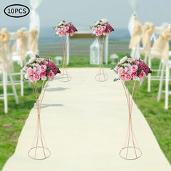 10Pcs Gold Iron Centerpieces for Table Wedding 31.5in Tall Metal Trumpet Vase