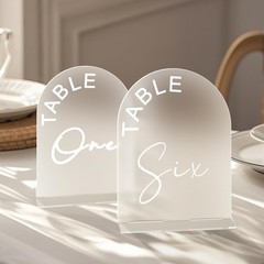 5×7 Inch Frosted Arch Wedding Table Numbers 1-15 with Stands Acrylic Arch Sign w