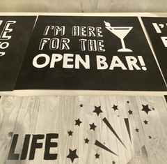 Reverse Wedding Photo Booth Signs Set Rustic Black White Bride Groom Props