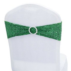Stretch Chair Cover Bands Bow Decor Slider Sashes Buckle Sequin Wedding Party