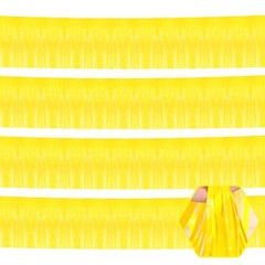 4 Pack 10 Feet Yellow Foil Fringe Garland Metallic Tinsel Streamers Banner Wa…