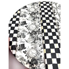 Handpainted Black and White Alice in Wonderland Table Centerpiece Riser