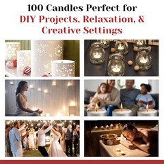 100 Pack Tealight Candles in Metal Cups – Clean White 100 Pack,