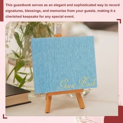 Light Blue Elegant Guestbook 9″x7″ PU Leather Wedding Guest Book for Events